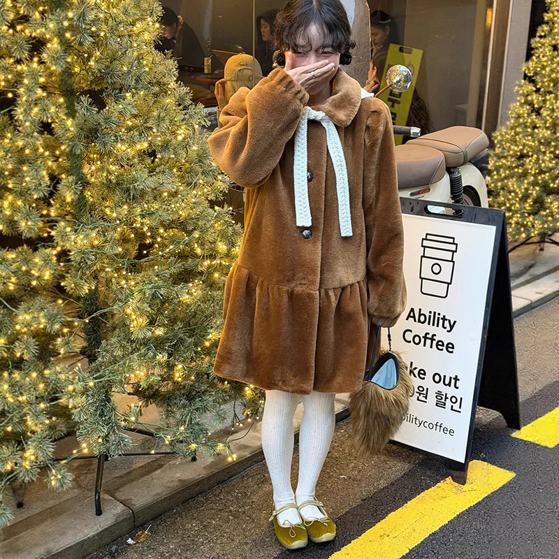 Now Available: H Princess Shoulder Puff Sleeve Fur Coat, Winter Korean Style Retro Brown Coat for Petite Women, Sino*N Now Available: H Princess Shoulder Puff Sleeve Fur Coat, Winter Korean Style Retro Brown Coat for Petite Women, Sino*N