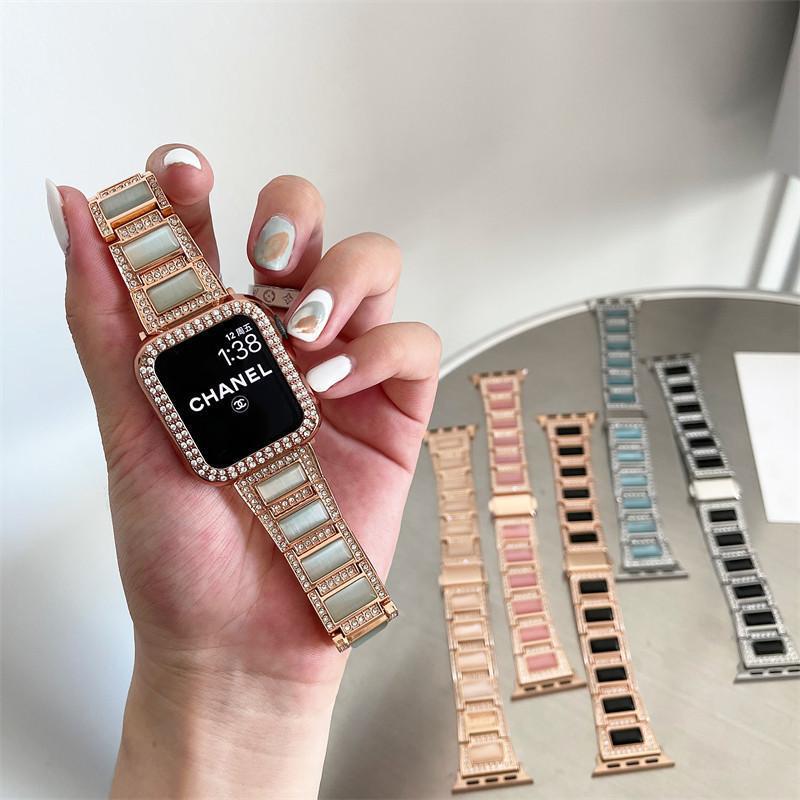 Suitable for applewatch Apple Watch s7iwatch6 generation 54321 Opal luxury diamond metal strap