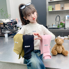 女童長袖T恤春秋款2024新款女孩春季內搭上衣德絨兒童春裝打底衫