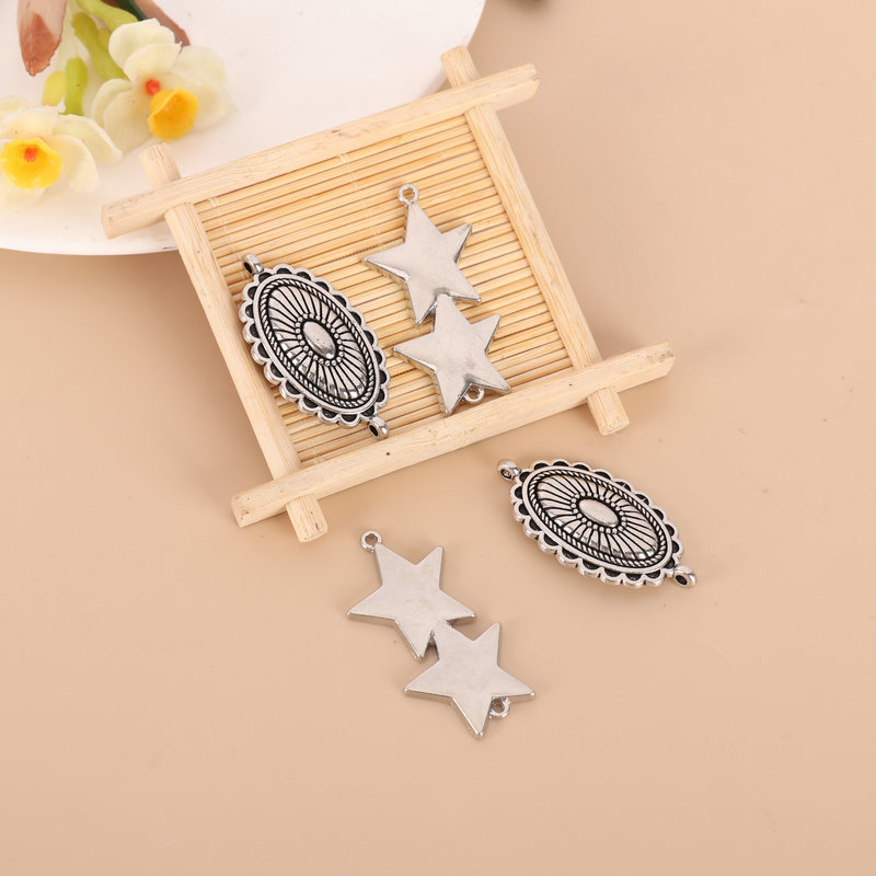 Cross-Border Retro Ethnic Style Double Star-Shaped Alloy Accessories Handmade DIY Necklace Bracelet Pendant Jewelry Accessories Cross-Border Retro Ethnic Style Double Star-Shaped Alloy Accessories Handmade DIY Necklace Bracelet Pendant Jewelry Accessories