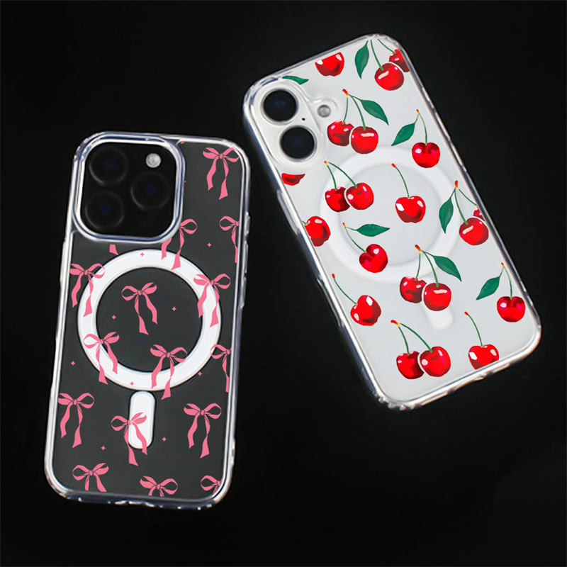 40g Weight iPhone Applicable Brands Phone Cases Classification PC, tpu Material Cherry, Bow Knot Pattern Sweet, Classic Style Style PC Tpu Cherry Bow Knot Sweet Classic Style Phone Cases Phone Accessories 3
