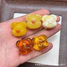 二代蜜蜡小熊头爱心熊吊坠配饰焦糖金珀小熊diy配件厂家小红书网