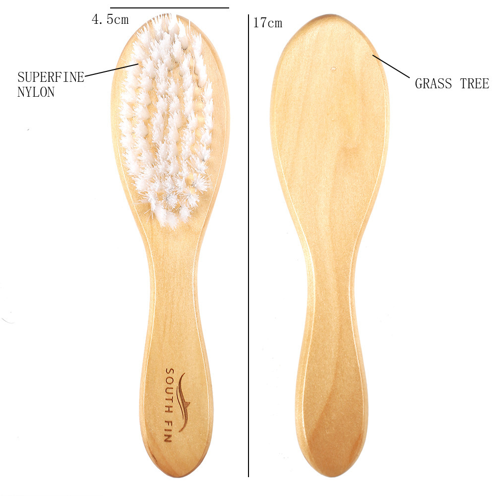 SOUTH FIN Nylon Woolen Wood Shampoo and Body Massage Brush Small size Specification drawing