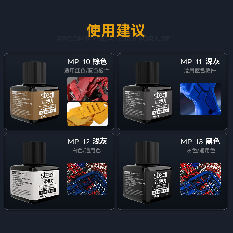 Stripe Gundam modelo negro gris líquido de permeación de línea acuosa modelo militar envejecido para hacer gancho de línea limpiador lápiz