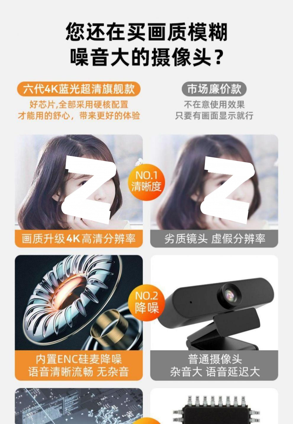 4K high-definition computer camera for online classes, postgraduate entrance examination re-examination live streaming, external home desktop and laptop camera details Picture