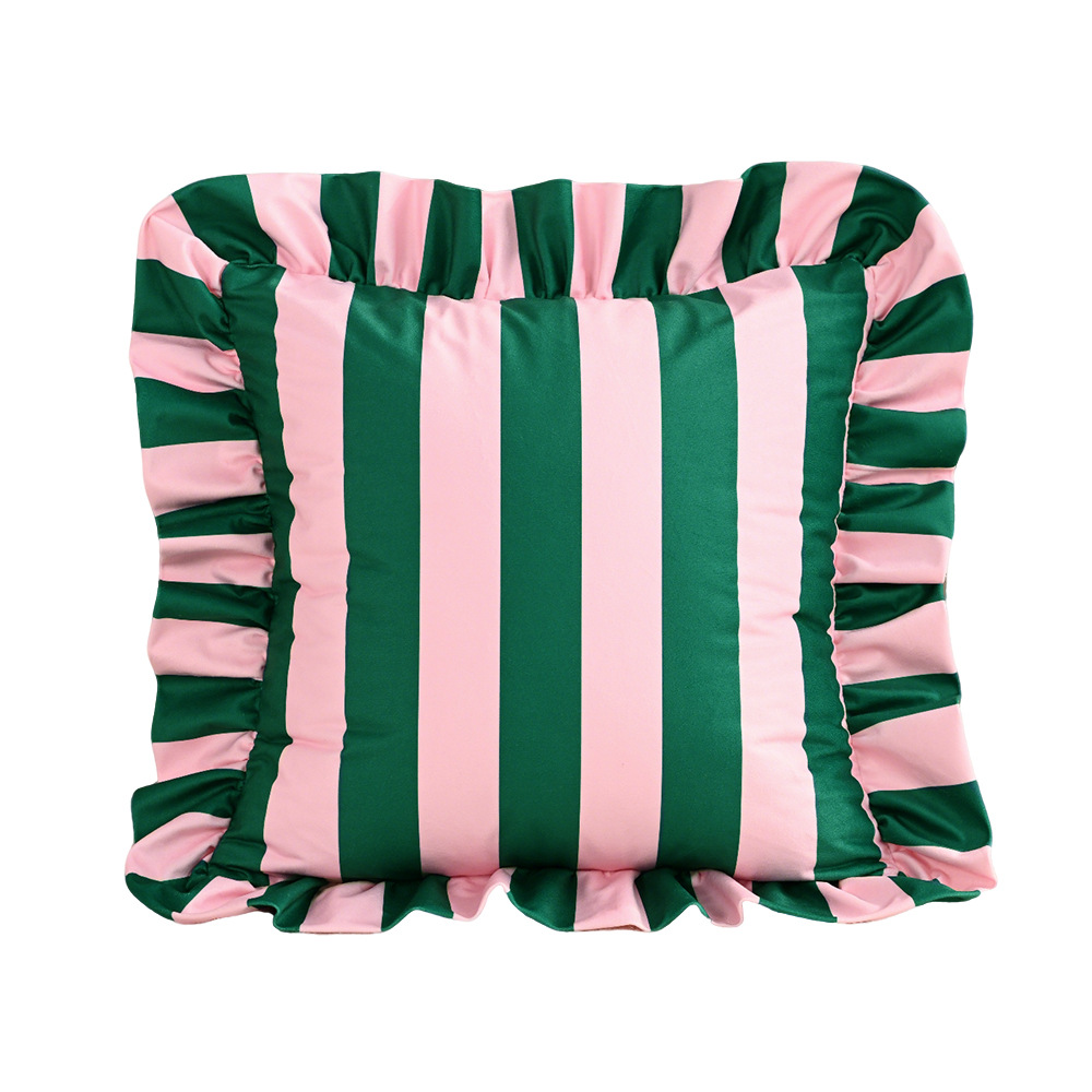 Cross-border ins rayas coreanas holandesas de loto falda almohada de tela para el hogar decoración americana sofá funda de almohada