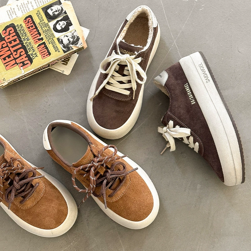 Мирад шлифовальные шнурки с круглой головкой двойной дизайн хлебная обувь для женщин 2024 осень новый толстой подошвой спортивная повседневная обувь