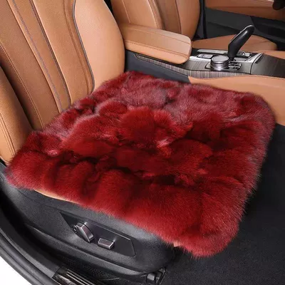 Wool pad — car fox fur winter cushion - boutique-red-three-piece-square-version