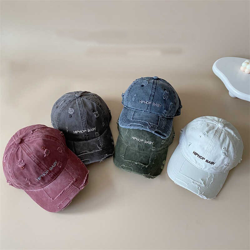 Primavera y otoño personalidad de otoño sombrero de sol para niños gorra de lengua de pato estilo coreano agujero mendigo sombrero de béisbol para niños