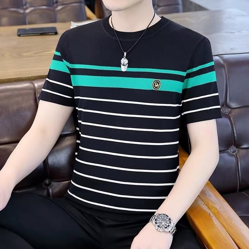 Camiseta de manga corta para hombres verano 2023 nueva media manga ins marca de moda camiseta de seda de hielo ropa suelta ropa de hombre