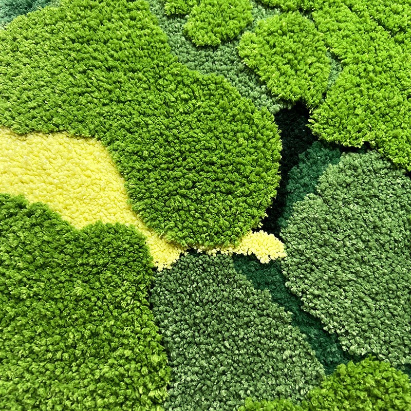 Transfronterizo nueva alfombra verde musgo bosque de forma especial de tres capas de lana de alta estructura alfombra de baño alfombra antideslizante absorbente
