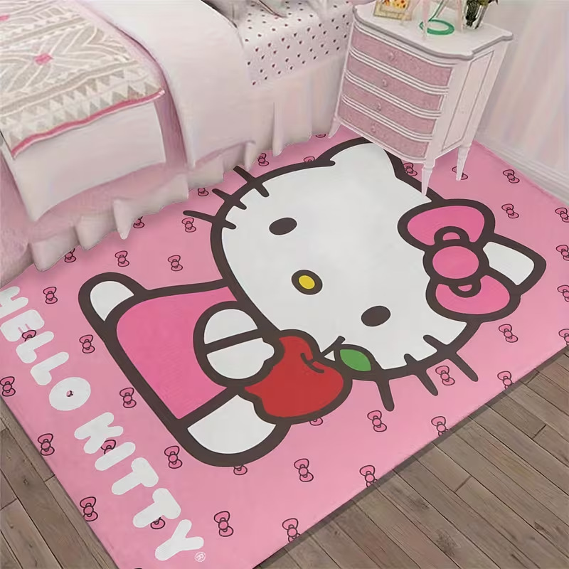 Caricatura encantadora hellokitty habitación alfombra de la cama resistente a la suciedad a prueba de polvo fácil de cuidar alfombra decoración de la sala de estar