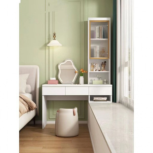 Simple French Cream Style White Dressing Table Bedroom Bay Window Desk Small Apartment Study Writing Desk Bookcase Integrated