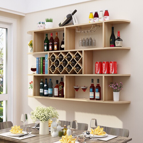 Modern Minimalist Wall-Mounted Wine Cabinet, Wall Shelf, Rhombus Wine Rack, Restaurant Wall-Hung Wine Cabinet Style Red Wine Rack