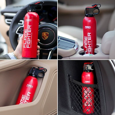 Vehicle fire extinguisher: warning sign, tripod for annual