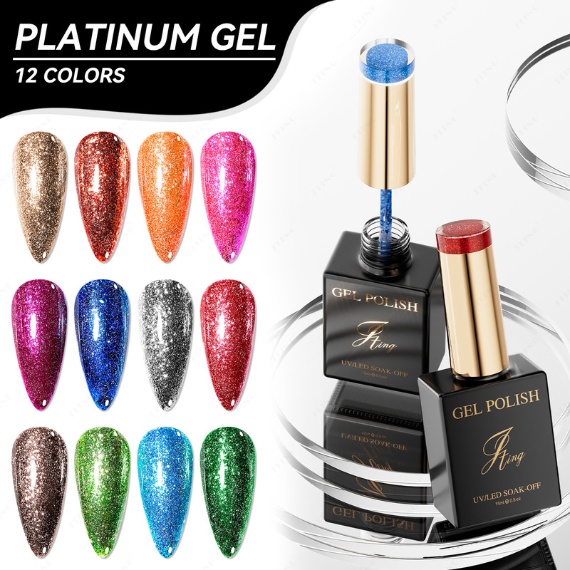 JTING Jingting 12-color Platinum Glue Dynamic High-brightness High-density Platinum Glue Manicure Flashing Guangzhou Nail Polish Glue
