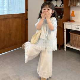 女童套装夏款2026新款洋气童装女大童夏季薄款宽松裙裤儿童三件套