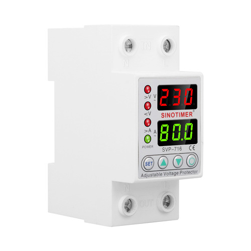 SVP-716 40A 63A 80A adjustable self-resetting smart over/under voltage protector with current limiting and delay 220V
