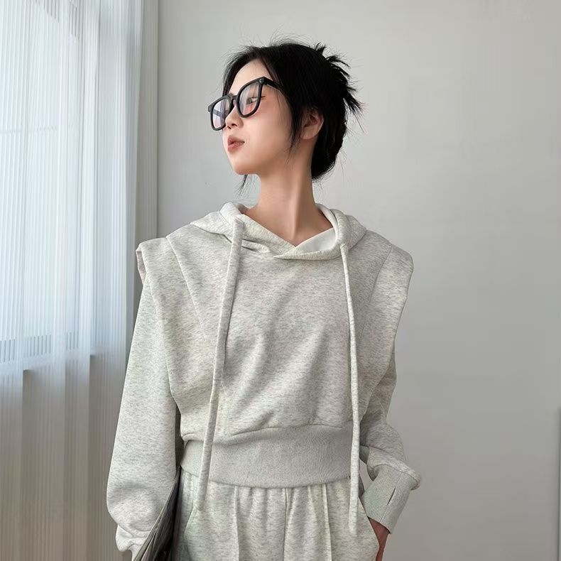 Französischer Strickpullover Und Sporthose Im Set Für Damen_voghion.com