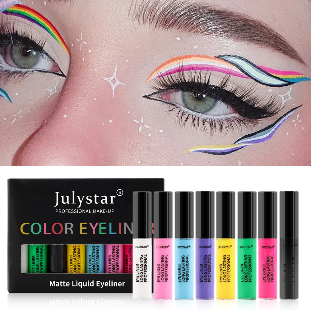 julystar Southeast Asia Foreign Trade Cool Black Eyeliner Liquid Pen Cross-border Europe and America Waterproof Colored Eyeliner Pen Set Wholesale undefined
