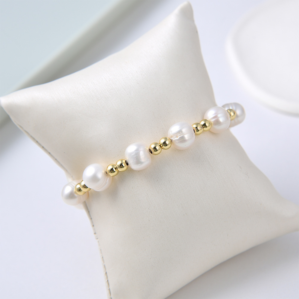 Freshwater Pearl, Copper Material 1 Piece Fashion Heart Shape Freshwater Pearl Copper Handmade Bracelets