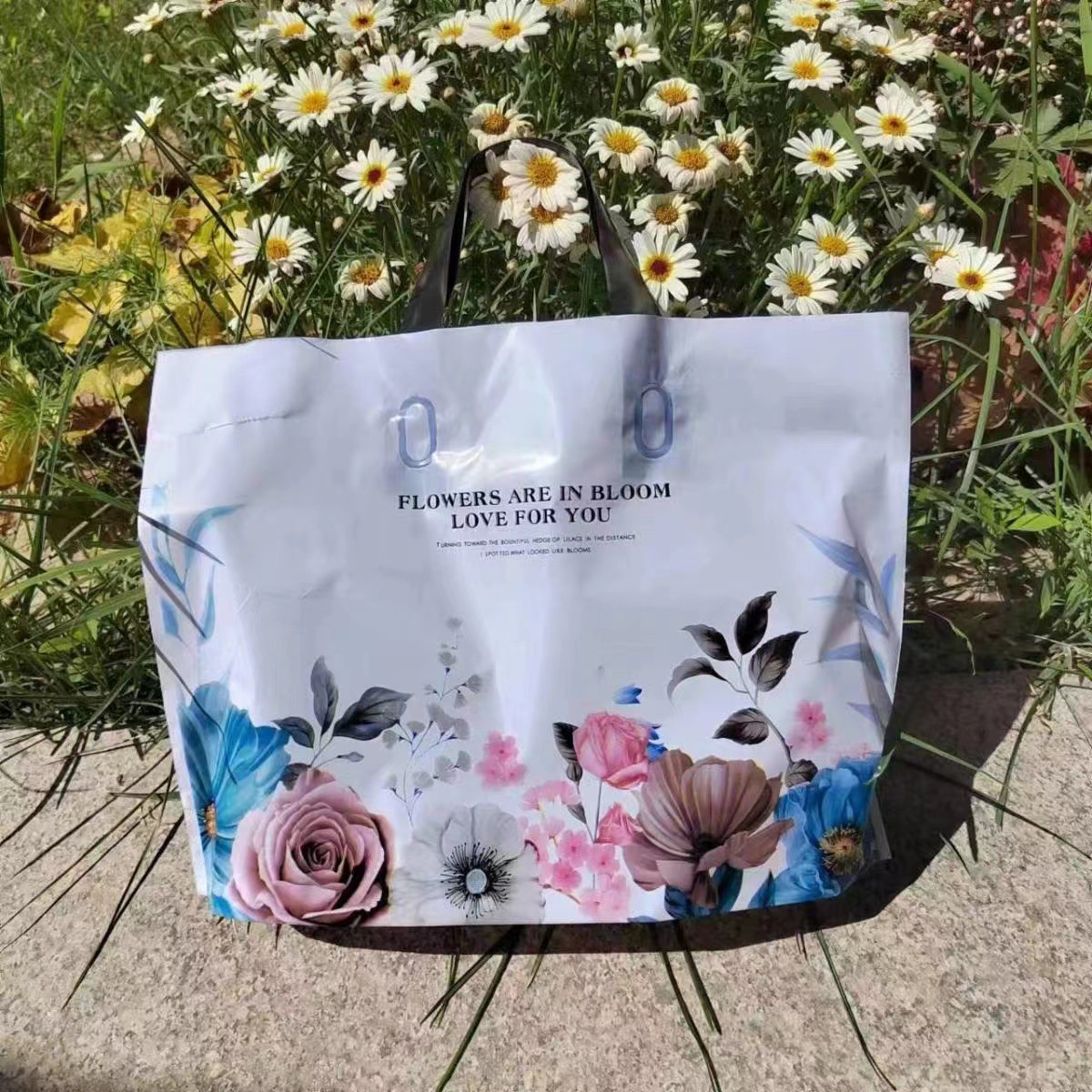 Venta al por mayor lindo Oso de lana nuevo embalaje portátil de plástico bolsa de compras de ropa para niños bolsa de caja de zapatos