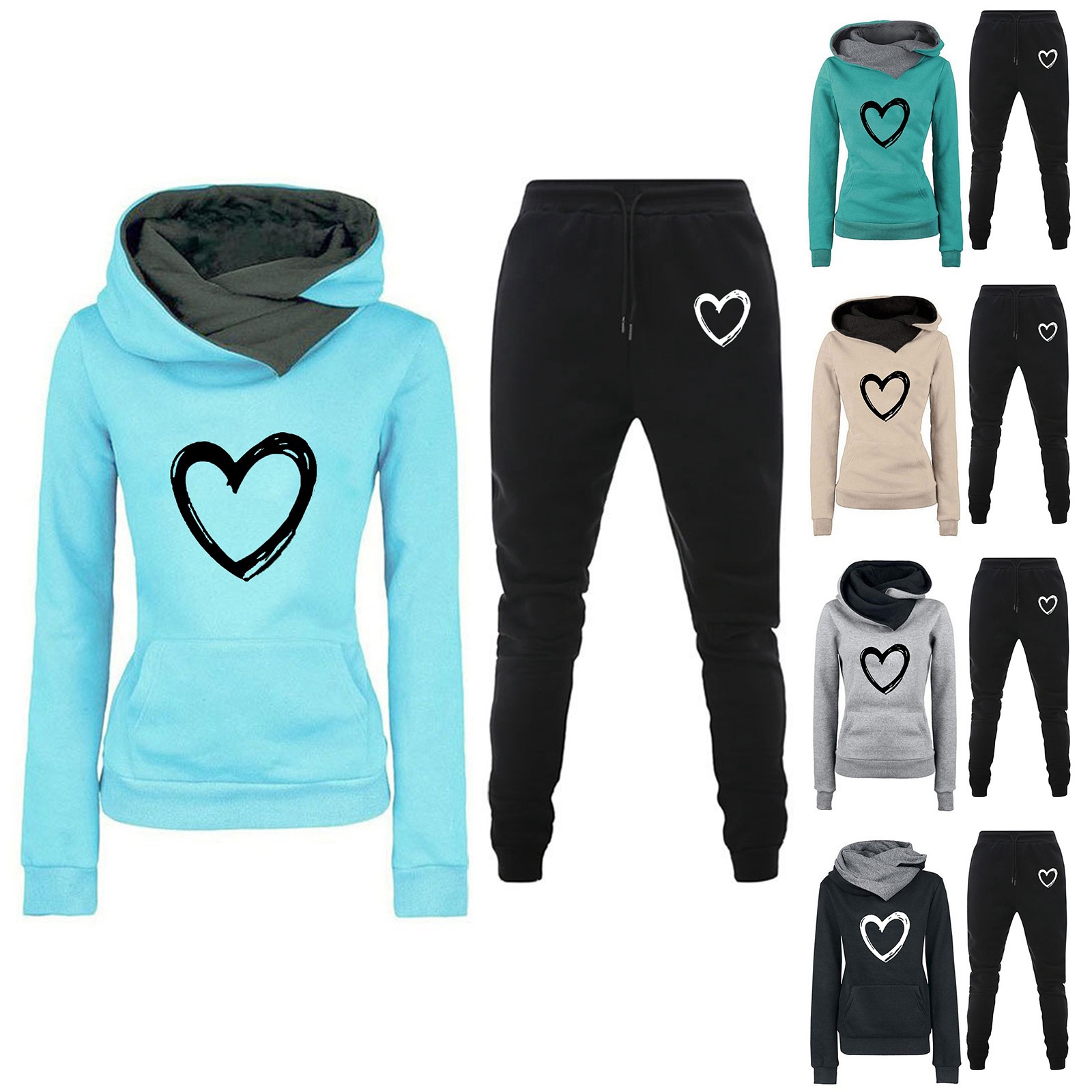 Women's Clothing Suit large size casual ladies leisure outdoor sports hoodie two piece suit_voghion.com