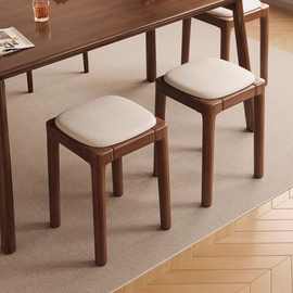 实木凳子家用可叠放软包板凳客厅木头矮凳简约现代小方凳餐桌椅子