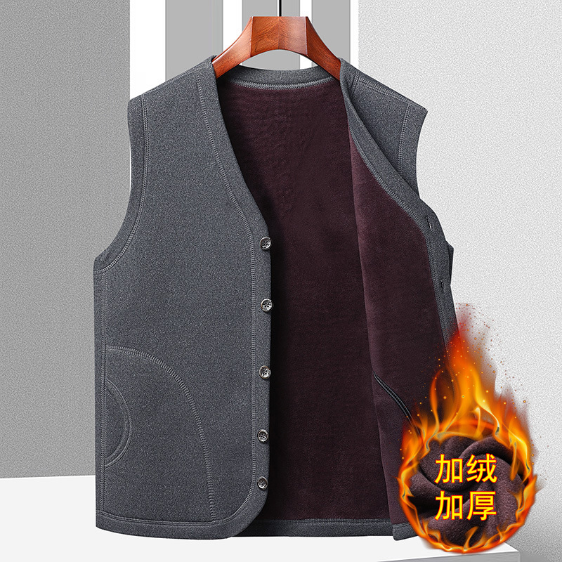 chaleco hombre de mediana edad invierno más veludo espeso veludo hombre de algodón hombro chaleco cálido de cordero padre