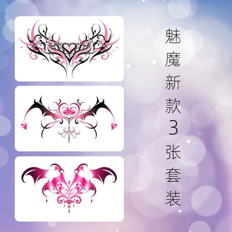 Succubus Heart Tattoo Sticker Ankle Leg Cover Scar Semi-Permanent Waterproof Long-Lasting Colorful Washable Sticker