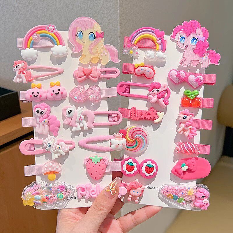 My Little Pony Children's Cartoon Hair Clips for Girls, Cute Side Hair Clips for Little Girls, Baby Hair Clips That Don'T Damage Hair