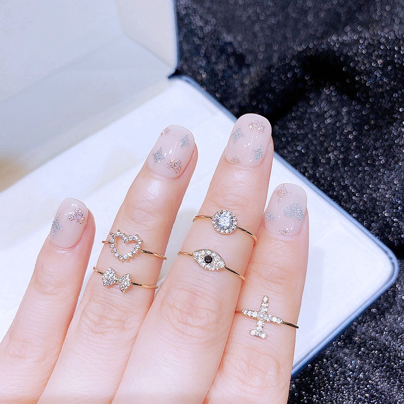 Womenu0027S Fashion Heart shape Bow Knot Airplane Copper Ring Inlaid zircon Zircon