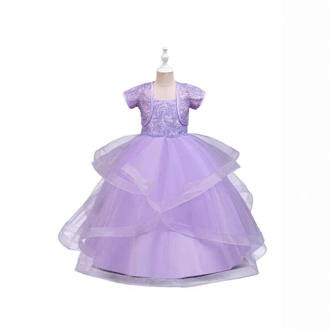 Vestido infantil vestido de princesa vestido de novia de niña vestido de cabina vestido de cumpleaños vestido de espectáculo de dos piezas 635