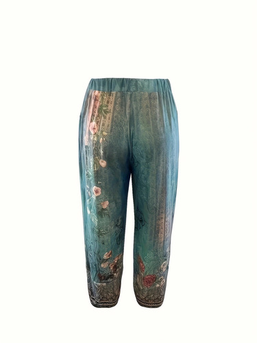 Independent website Temu: Spring/Summer European and American-style women's loose casual pants with digital prints, in European and American style.