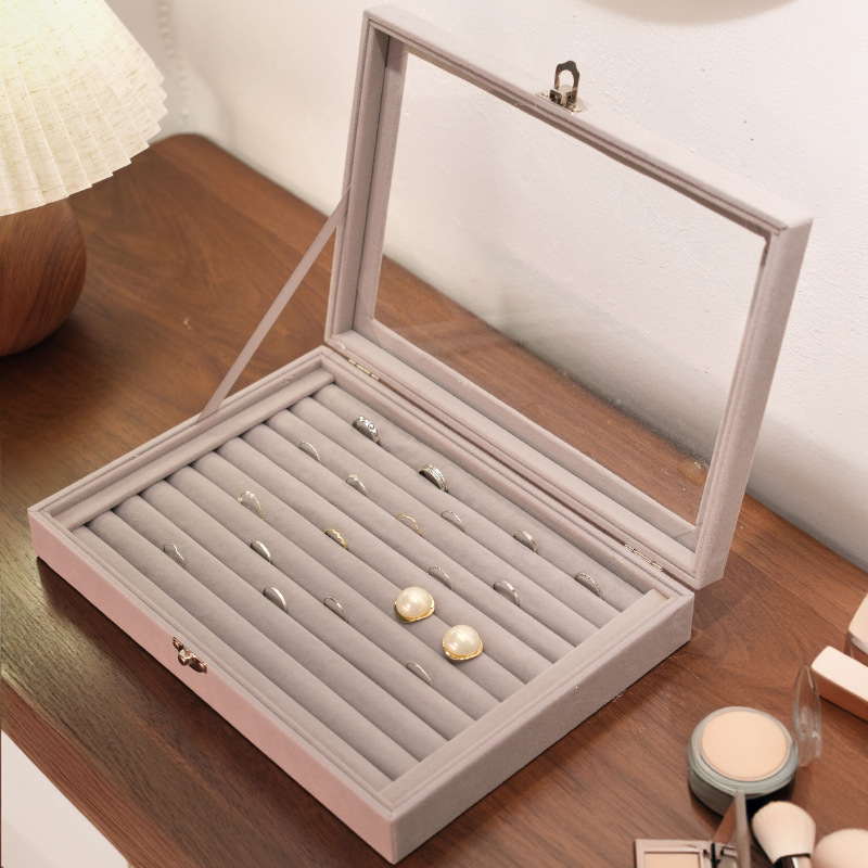 Joyero de almacenamiento de madera de alta calidad Pendientes decorativos de varios estilos Collar Joyería Pantalla Caja de joyería Caja de anillo