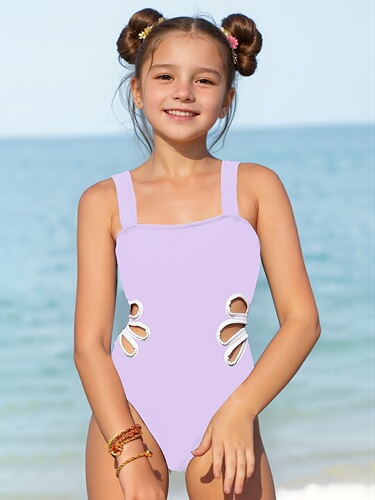 New cross-border girls 'swimwear one-piece hollow children's swimwear New fashionable foreign trade cross-border European and American swimwear