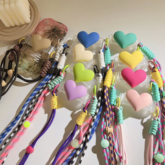 小眾設計感愛心背夾斜跨手機鏈編織繩通用手機殼手機掛繩掛脖背帶