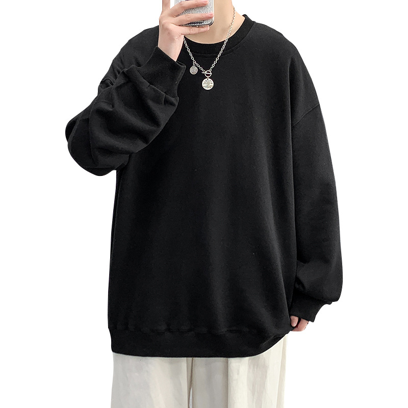 Felpa con cappuccio da uomo 2023 Primavera e autunno Trendy Solid Candy con spalle scoperte Camicia girocollo girocollo Top_voghion.com