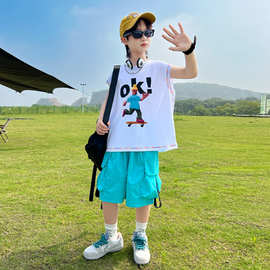 男童夏装套装2026新款儿童夏季无袖运动服背心大童洋气男孩薄款潮