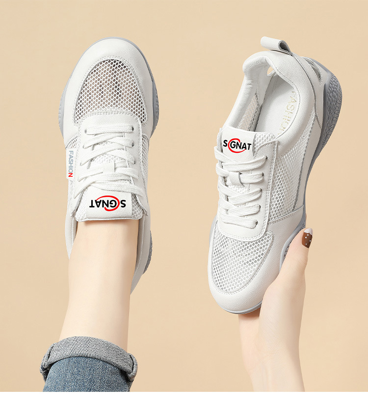 Giày sneaker nữ da thật trắng lưới thoáng khí đế mỏng mùa hè 2025 — Gạo xám L1070KAY, TrắngL1070KAY chi tiết 12