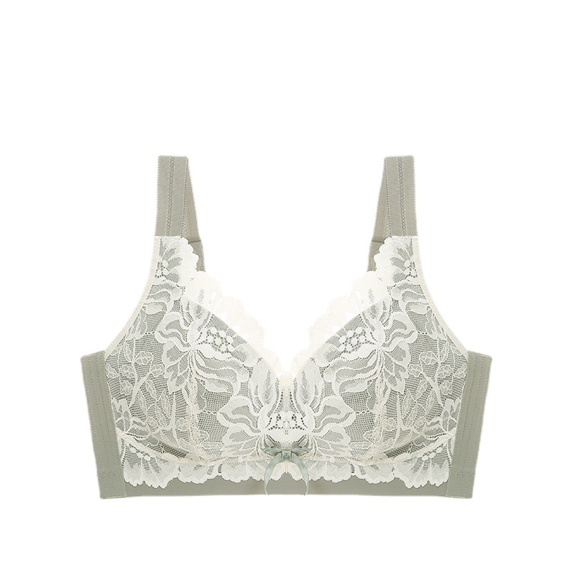 Ropa interior delgada de látex para mujer, verano cómodo sin anillo de acero, pechos grandes, sujetador de pecho pequeño, sujetador de talla grande anti-flacidez