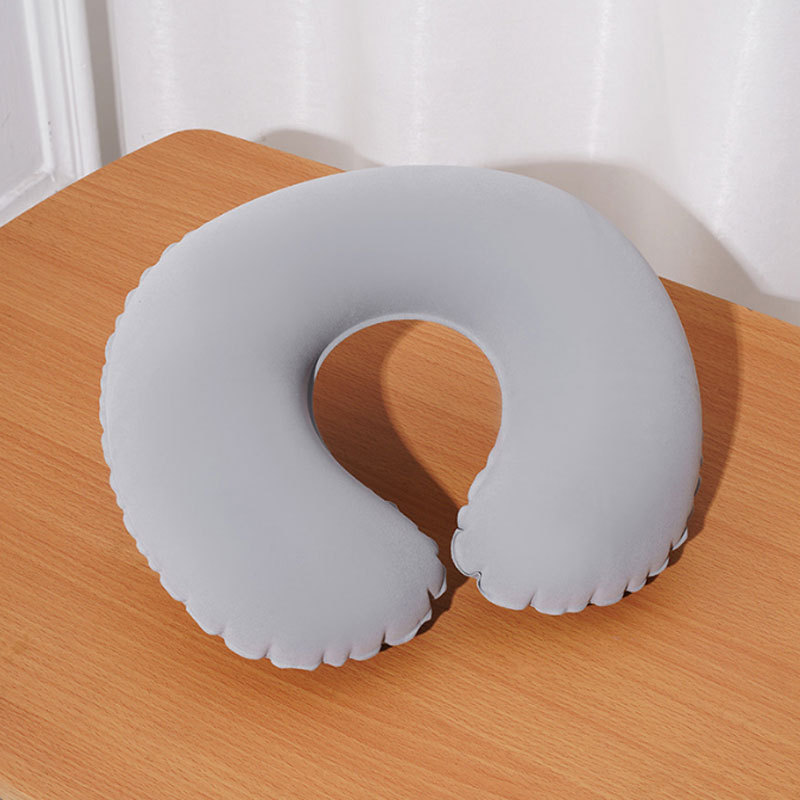Cuscino da viaggio gonfiabile a forma di U per esterni, portatile, floccato, ideale per il relax al collo, stile aereo, Three Treasures Wholesale_voghion.com