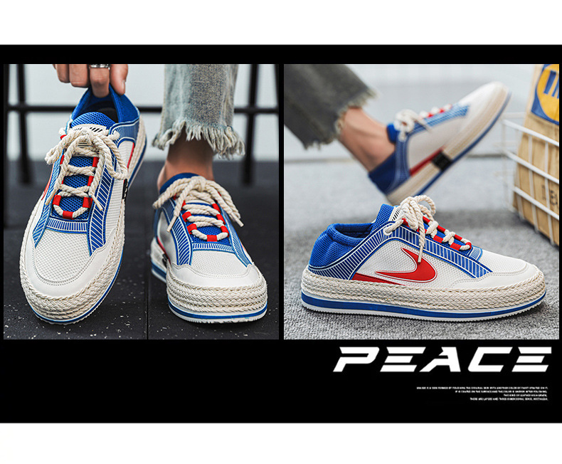 Scarpe da uomo autunnali Nuove scarpe sportive in mesh Un pedale Scarpe da marea intrecciate in paglia a doppio scopo con fondo spesso Scarpe casual da studente traspiranti da uomo_voghion.com