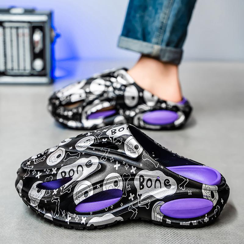 2025 pantuflas para hombres en verano, sentido de pisar mierda, playa EVA, sandalias Baotou, sandalias casuales, zapatillas al aire libre