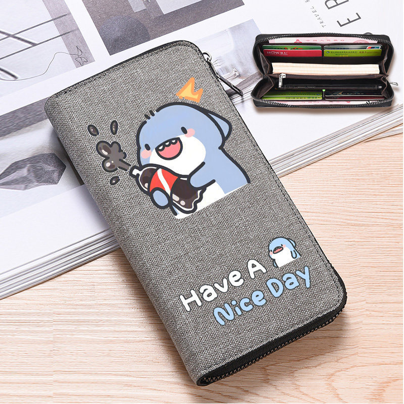 Fat Shark Peripheral Long Canvas Wallet for Men with Multiple Card Slots and Multi-Functional Wallet 2025 Simple and Fashionable New Style Fat Shark Peripheral Long Canvas Wallet for Men with Multiple Card Slots and Multi-Functional Wallet 2025 Simple and Fashionable New Style