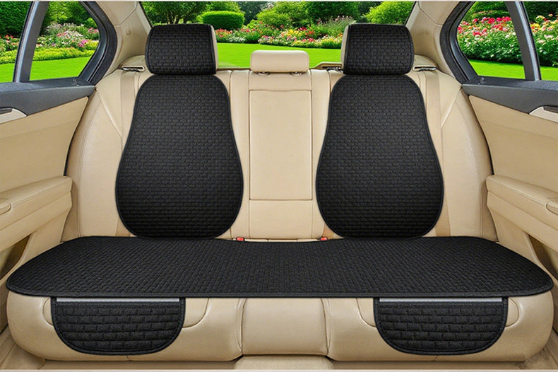 New Universal Linen Car Seat Cushion, Breathable Cotton-Linen Anti-Slip Seat Cover for All Seasons, Simple Design