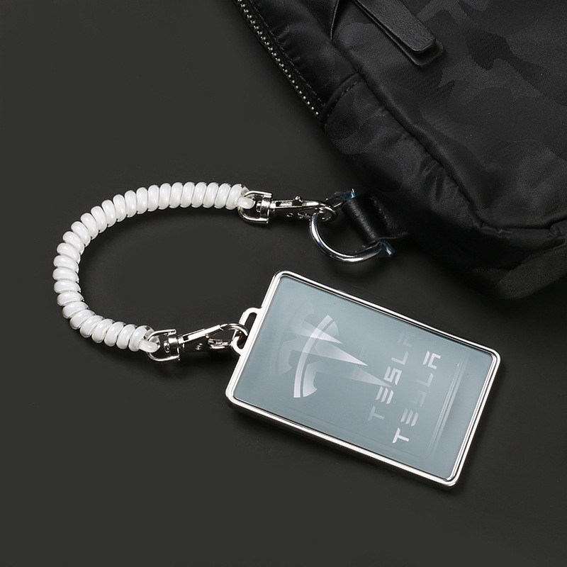 Small Card Access Card Holder Acrylic Transparent Double Card Protective Cover Elastic Keychain ID Card Bus Meal Card