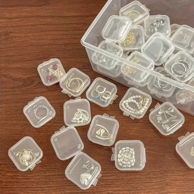 Прозрачные пластиковые серьги, коробка для хранения, кольцо, USB-накопитель, мобильный телефон, беруши