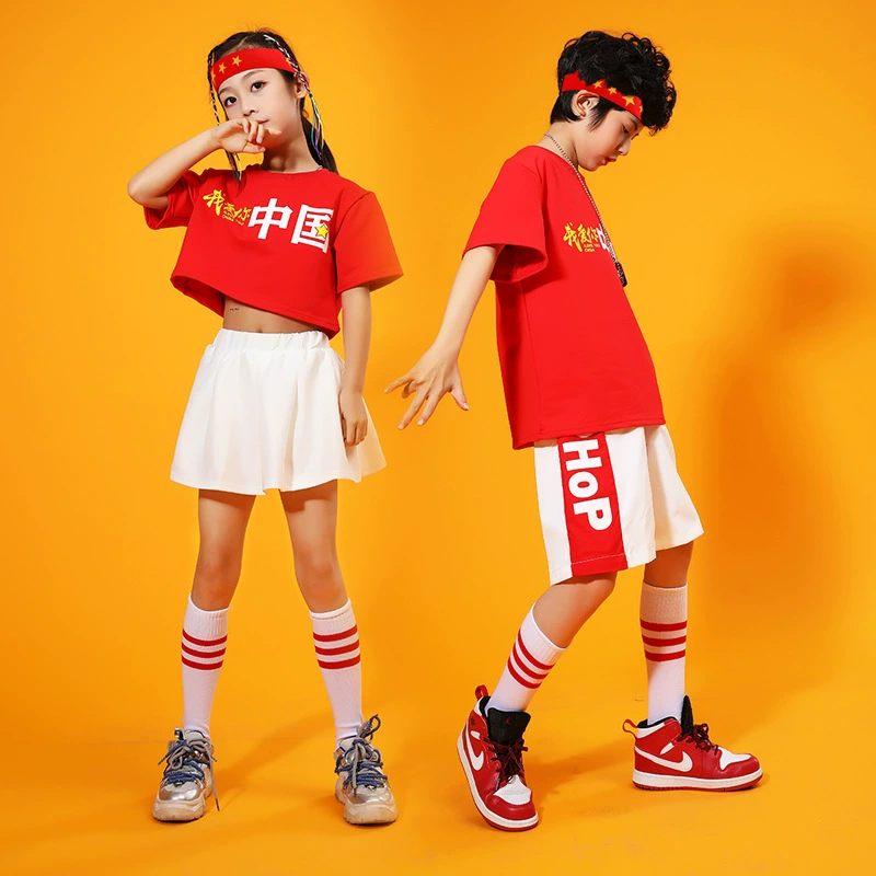 Детский костюм для хип-хопа от 1 июня Одежда для Черлидинга Джазовые танцы Хип-хоп Dew Navel Хип-хоп Одежда для современных танцев