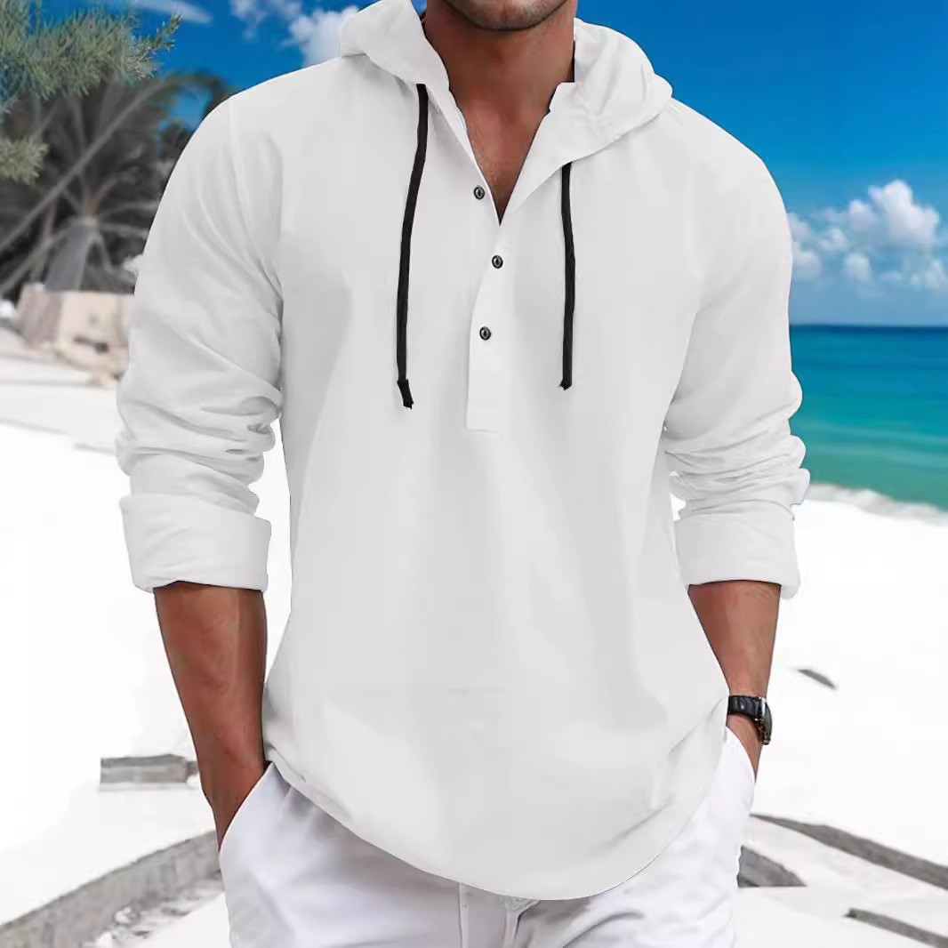 Sweatshirt com capuz masculino algodão perolado manga comprida plus size_voghion.com